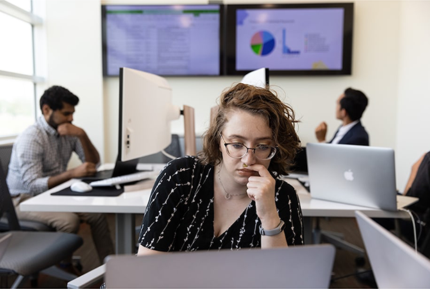 Lauren Zimmerman, a PhD student and IT innovation fellow with the National Counterterrorism Innovation, Technology and Education Center of Excellence (NCITE), at the University of Nebraska at Omaha on Aug. 5. (Rebecca S. Gratz for The Washington Post)