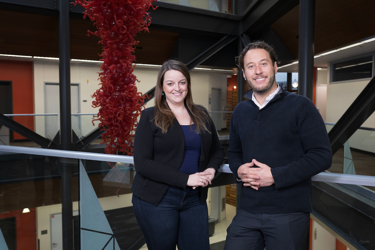 NCITE researchers Erin Kearns, Ph.D., and Joel Elson, Ph.D., lead a team that designed and developed the innovative chatbot that earned NCITE its first patent.