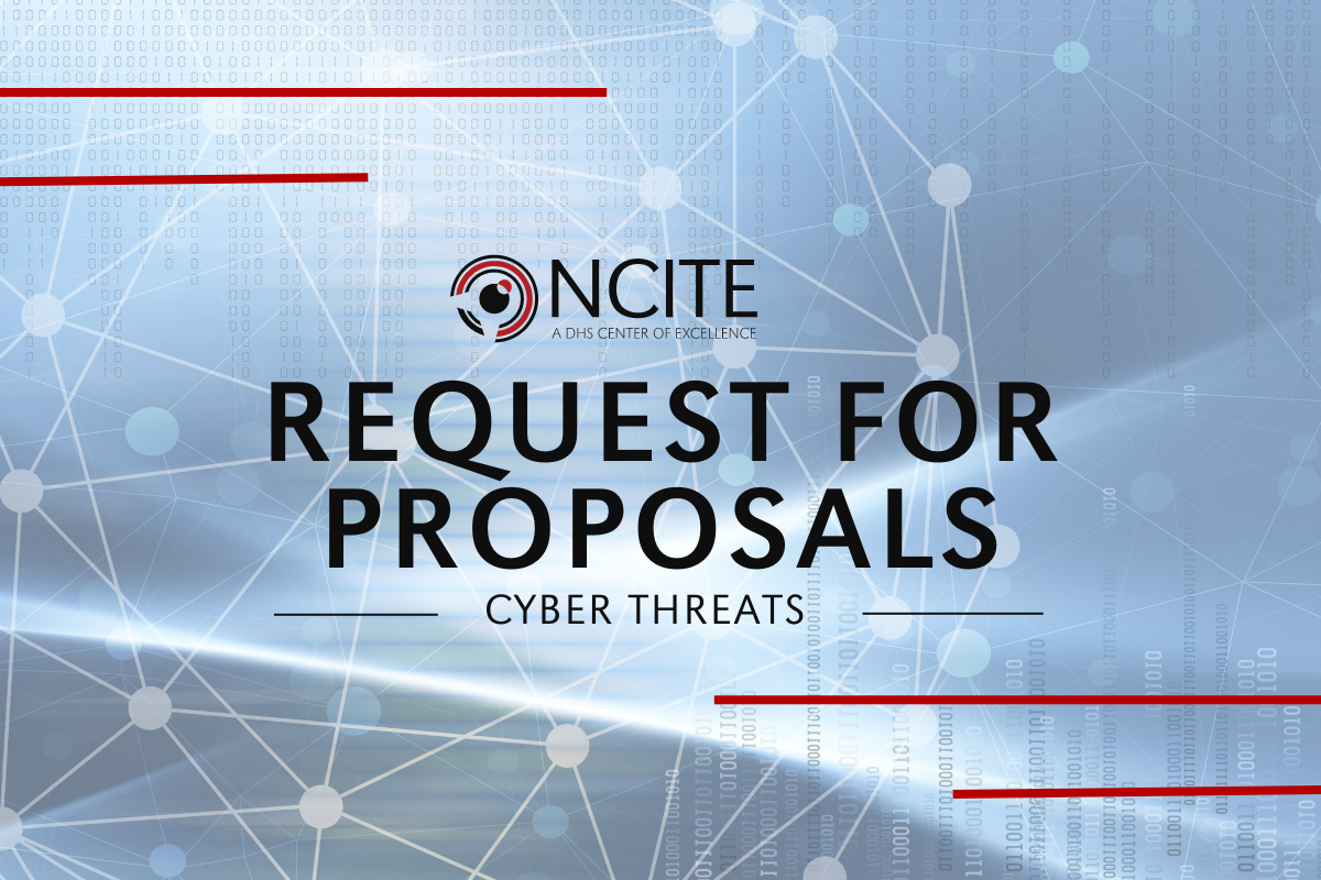Graphic with NCITE logo and text overlay that reads "Request for Proposals: Cyber Threats" 