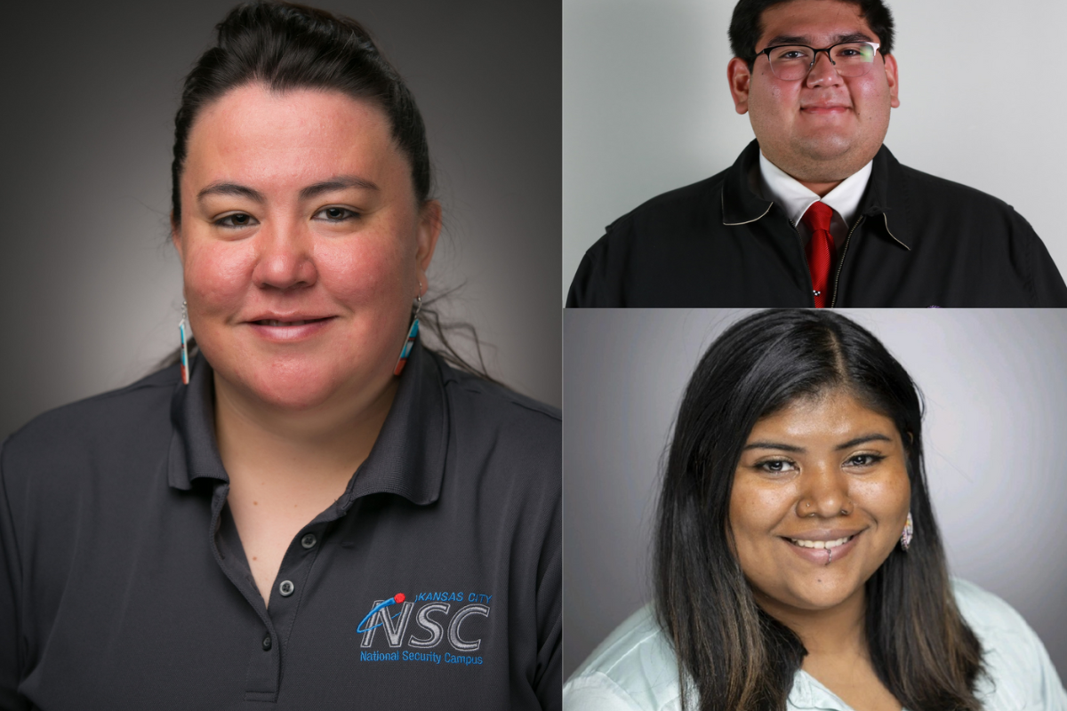 A grid of photos showing, clockwise from left to right, Jessica Burghart, Andrew Noline, and Aziza Smith. 