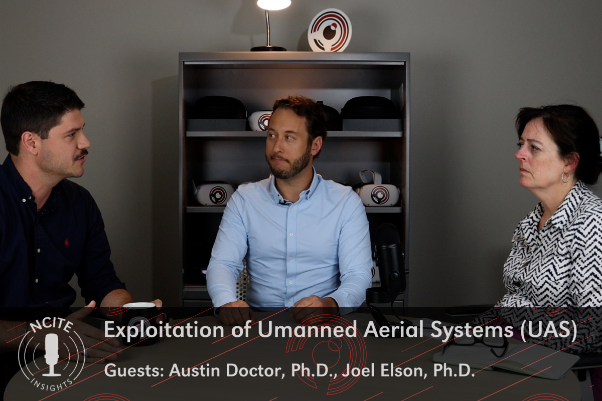 Host Erin Grace, on the right of a round table, speaks with Austin Doctor, Ph.D., on the left, and Joel Elson, Ph.D., between them.
