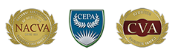 Three accreditation badges for NACVA, CEPA, and CVA.
