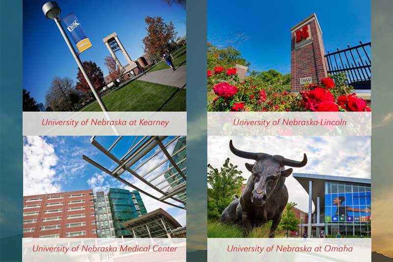 Exterior of University of Nebraska's all four campuses