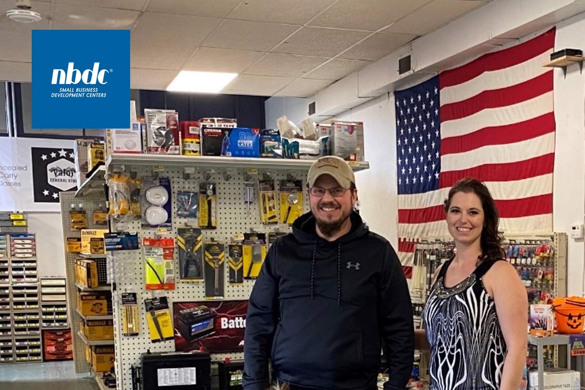 Johnny and Lacy Covey, owners of Valor General Store pictured in-store with hardware products.