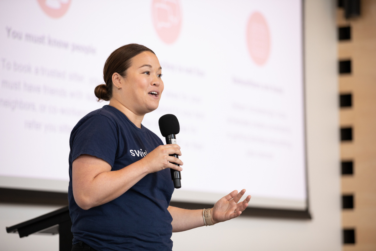 Kellee Mikuls of Swishboom presents at the Minority Small Business Summit Pitch Competition