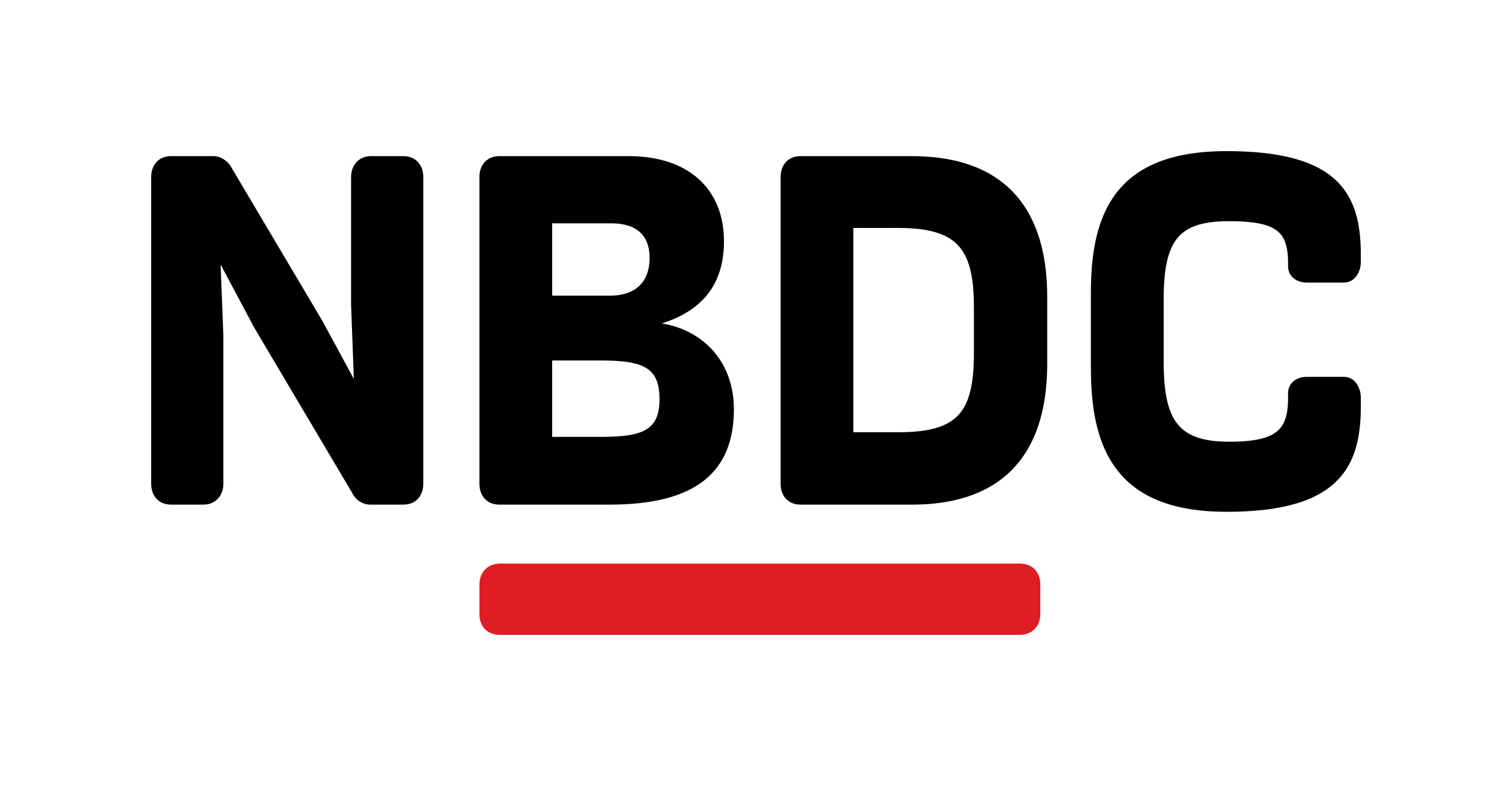 NBDC logo with bold black letters ‘NBDC’ centered on a white background, with a solid red horizontal bar beneath the text.