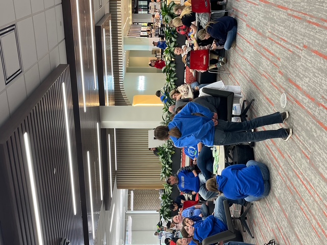 Students hanging out between events