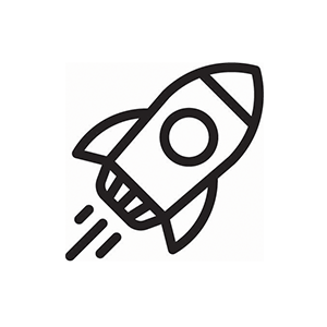 graphic of a rocket lifting off.