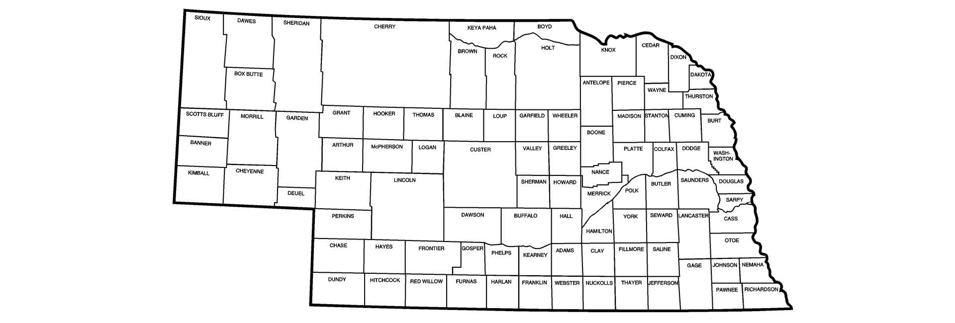 Map of Nebraska Counties