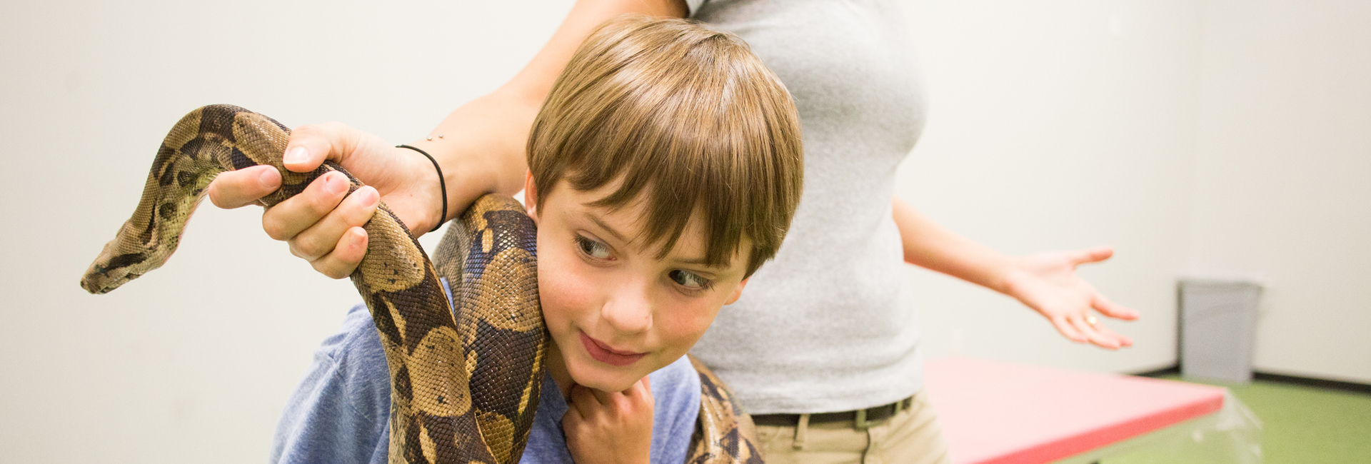 A boa constrictor was just one of a wide variety of animals that kids got to meet through the MavKids camp