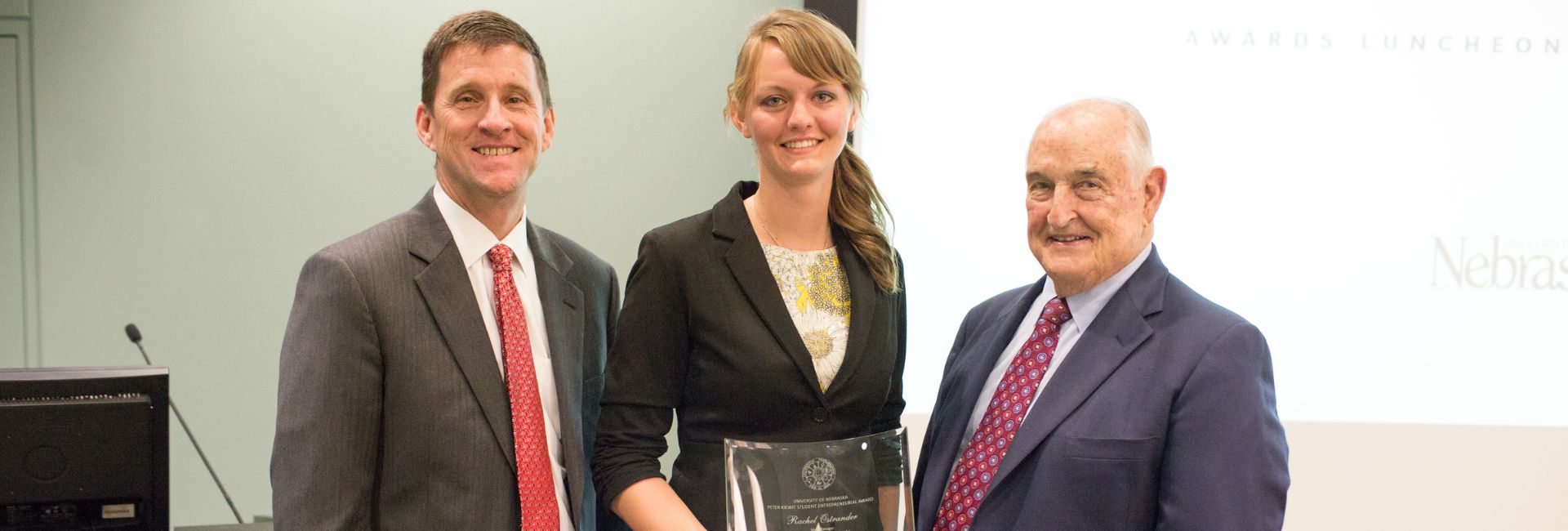 University of Nebraska President Hank Bounds, Rachel Ostrander, and Walter Scott