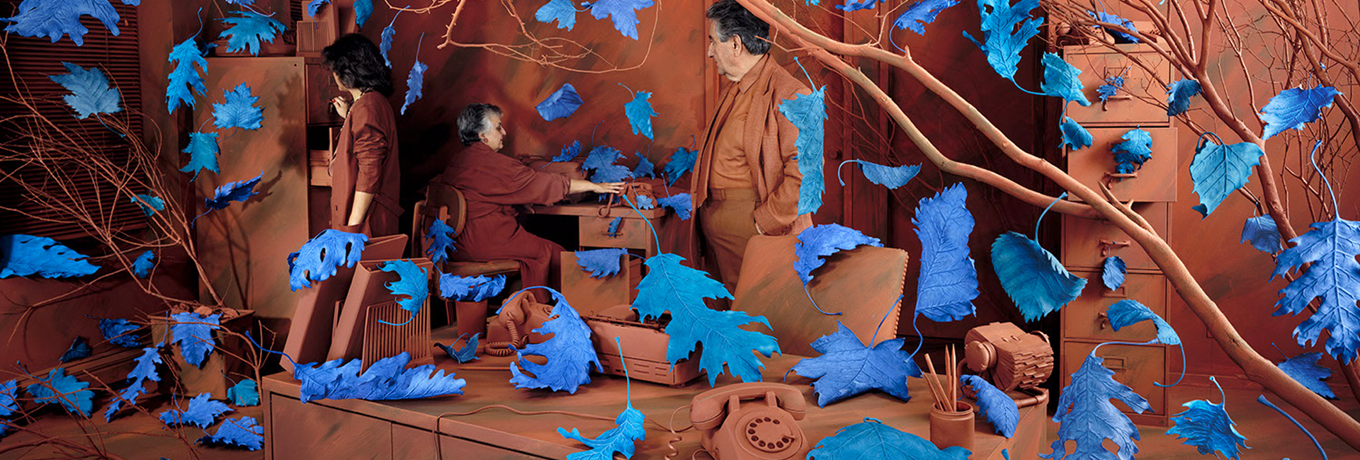 Sandy Skoglund, A Breeze at Work, ©1987, Cibachrome print, on loan from the Faulconer Gallery, Grinnell College Art Collection