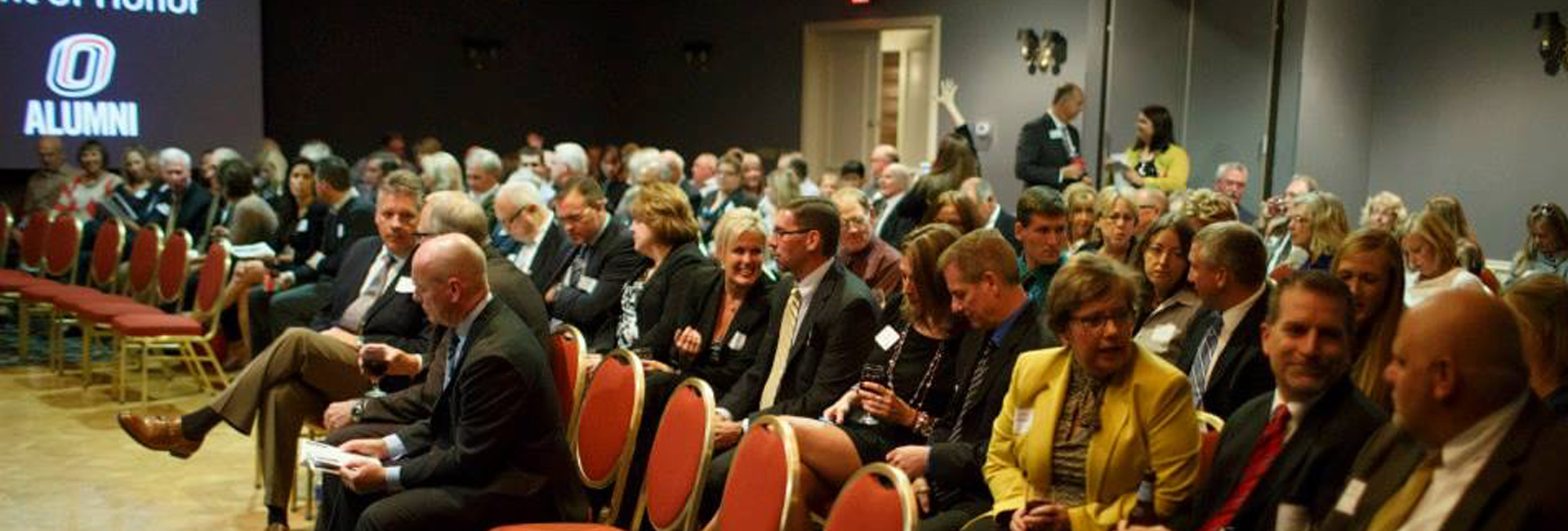 Honorees and other UNO community members gather for the inaugural Night of Honor. (Oct. 2014)