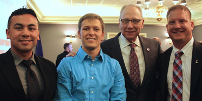 Chancellor Christensen Poses with Veteran Student Organization Scholarship Recipients