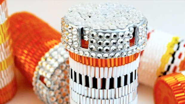 This piece, by student artist Sam Taylor, is titled "Take One Capsule by Mouth Twice a Day"