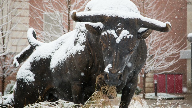 Maverick Monument with snow