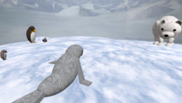 A still from a student group's machinima (virtual animated film), which will be on display Thursday