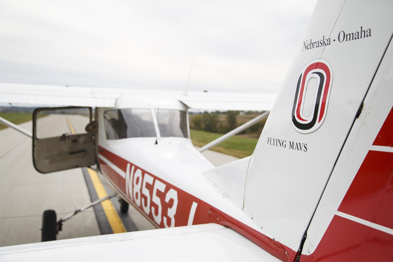 UNO training airplane prepares for takeoff