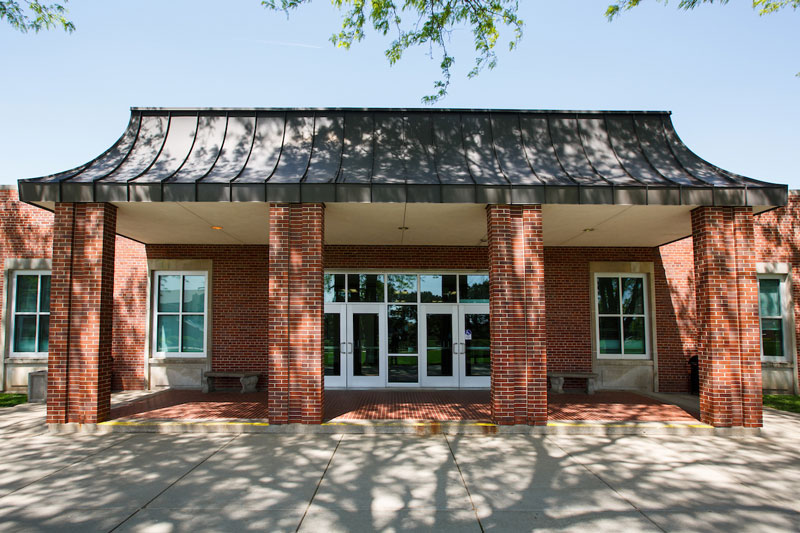 outside view of the Eppley Administration Building's south entrance