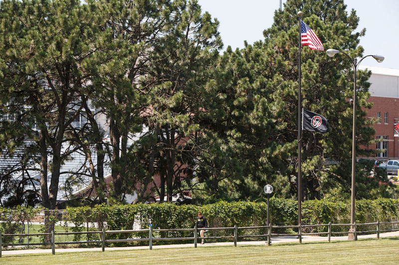 UNO Flag Lowered near Pep Bowl