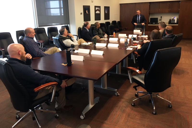 Congressman Don Bacon speaks to members of the 2018 USSTRATCOM Strategic Leadership Fellows Program