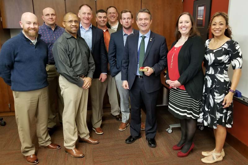 Nebraska Congressman Don Bacon meets with members of the 2018 USSTRATCOM Strategic Leadership Fellows Program