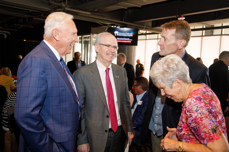 From left: Paul Brown, Chancellor Jeffrey P. Gold, M.D., Lee Child, and Djel Ann Brown. 