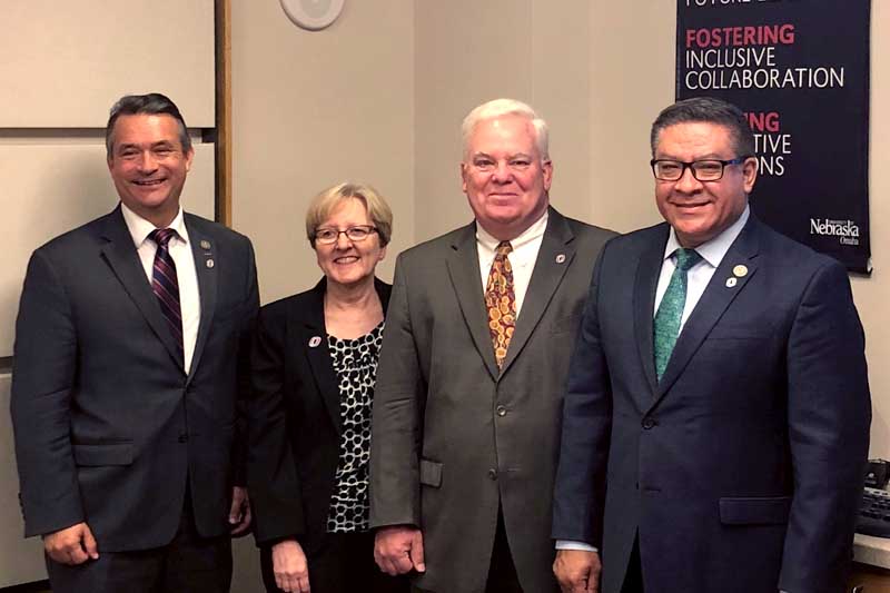 Reps. Bacon and Carbajal meet with CPACS Dean John Bartle and public administration professor Carol Ebdon