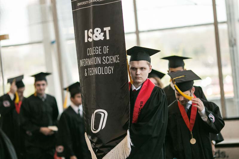 John Patrick Nicholson in the line up room during May commencement