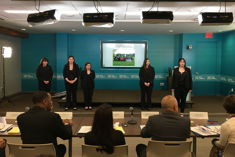 UNO students present their campaign in the nation's capital. From left: Alexis d'Amato, Amber Johnson, Rachel Pruch, Josie Jastram and Virginia Gallner. Image courtesy of Anti-Defamation League.