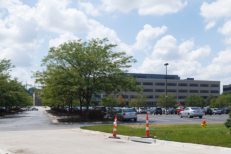 The Munroe-Meyer Institute will move into the First Data office building off Pine Street, seen here from UNO's Mammel Hall.