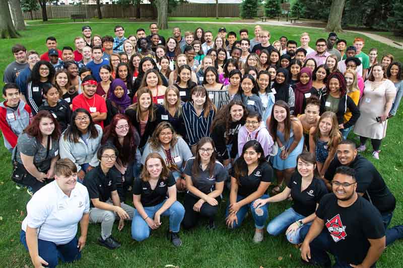 A group photo of the 2018-2019 first-year Thompson Learning Community cohort