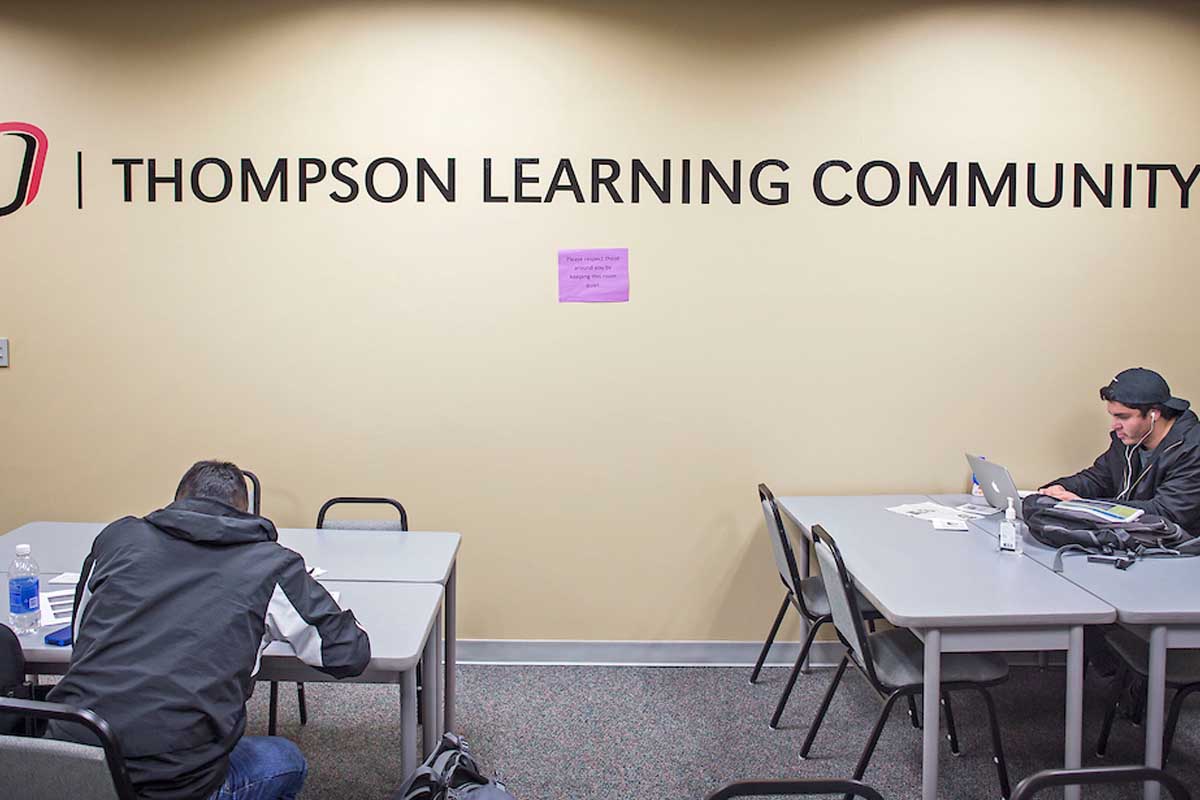 Students using the Thompson Learning Center to study