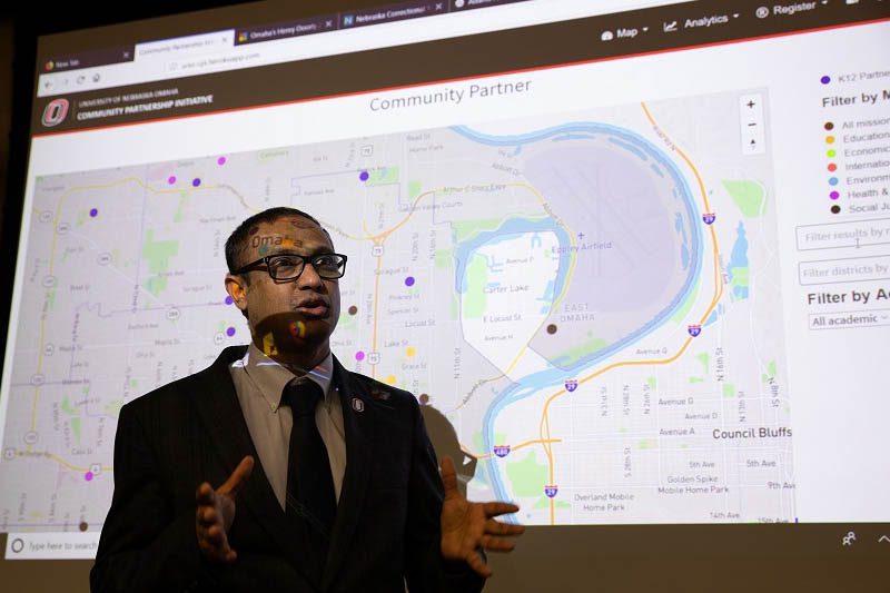 Sachin Pawaskar speaks during a Capstone course meeting