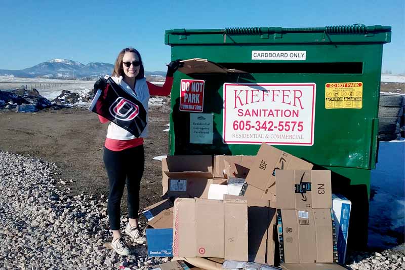 Alumna Kimberly Talcott participates in a new recycling program in Spearfish, South Dakota