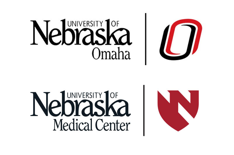 UNO and UNMC logo lockups