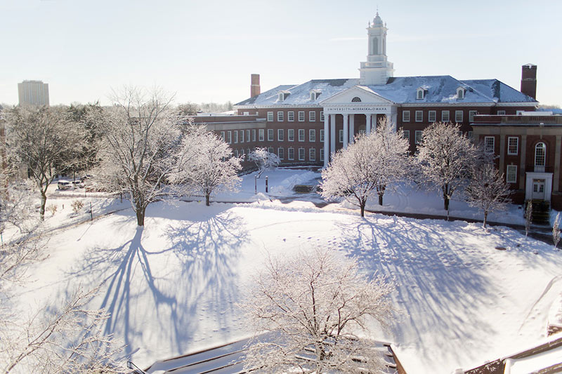 Arts & Sciences Hall as seen from Roskens Hall