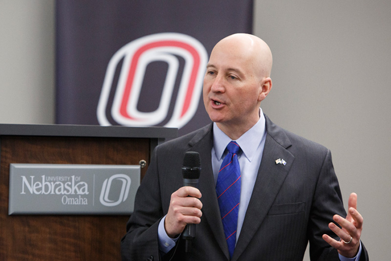 Governor Ricketts during a visit to UNO