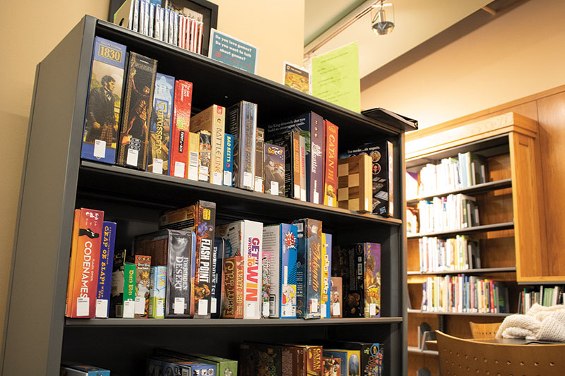 Shelf of board games