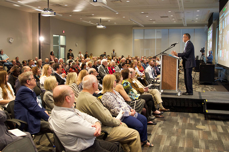 Audience listens to a speaker at the 2019 Goldstein Lecture