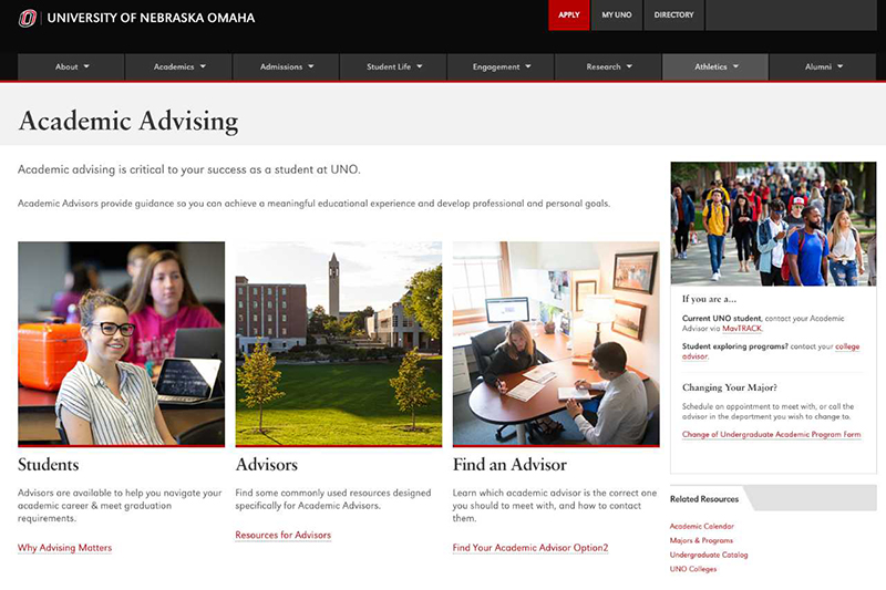Academic Advising Website Example