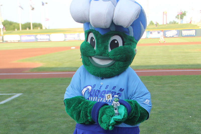The first few thousand fans in the gates at Saturday's game were presented with a lunar-themed bobblehead of Omaha Storm Chasers' new mascot Sue Nami.