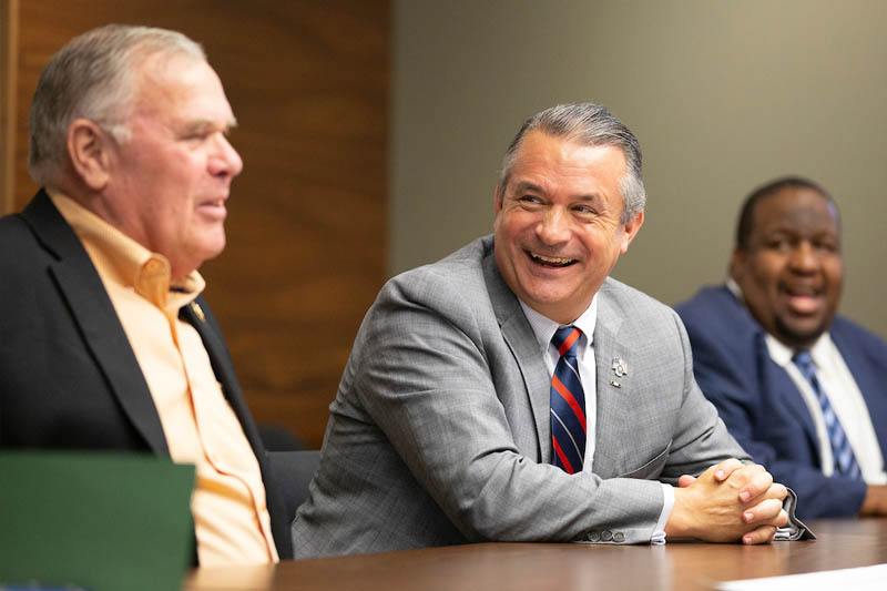 Congressman Don Bacon speaks during a visit to UNO