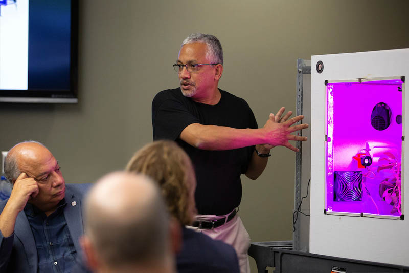UNO professor Kiran Bastola showcases the food computer used by his students