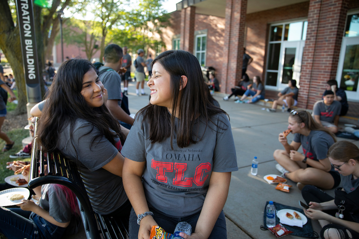 Two students talk during the First Generation Proud event on UNO's campus