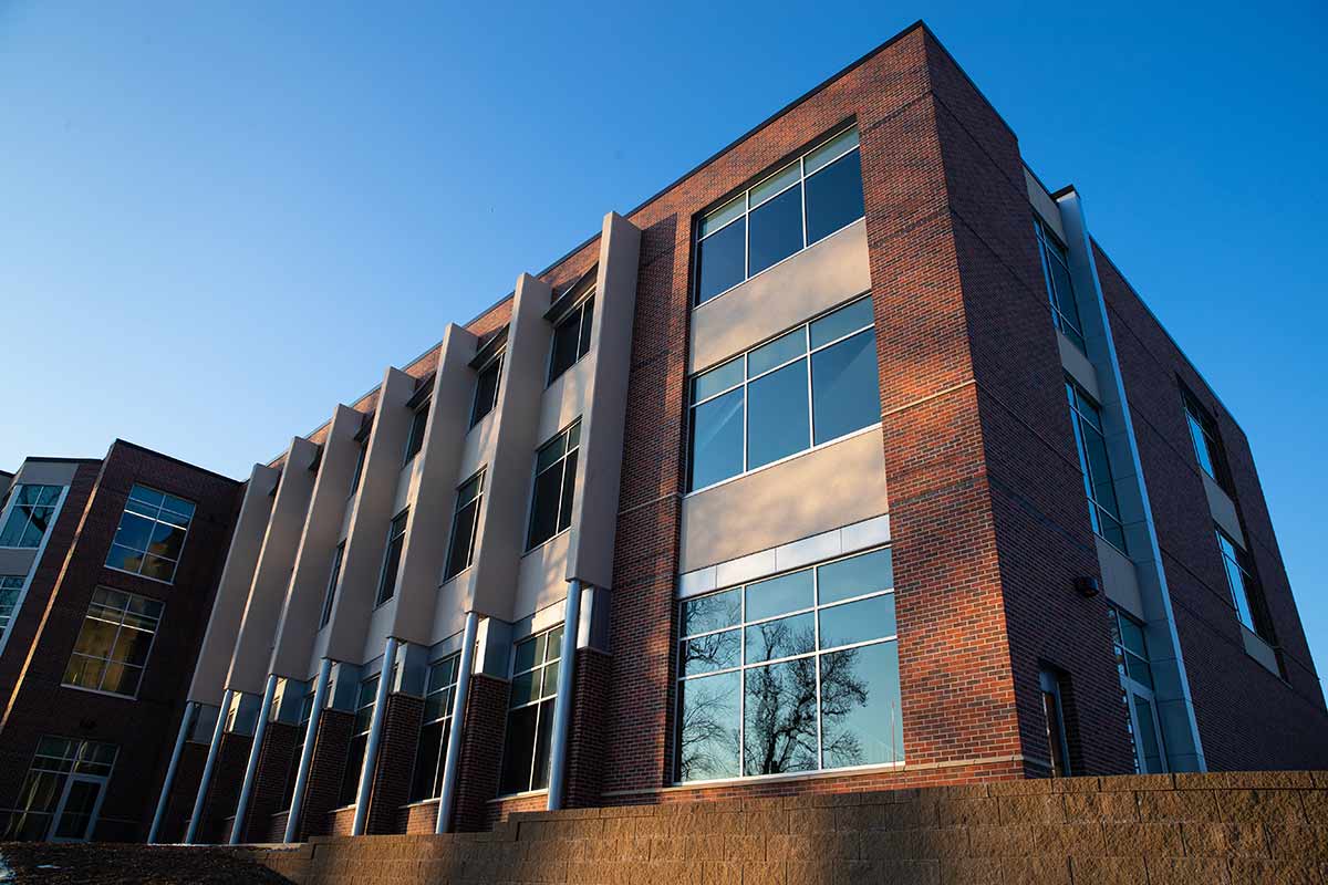 A view of the exterior of the Biomechanics Research Building