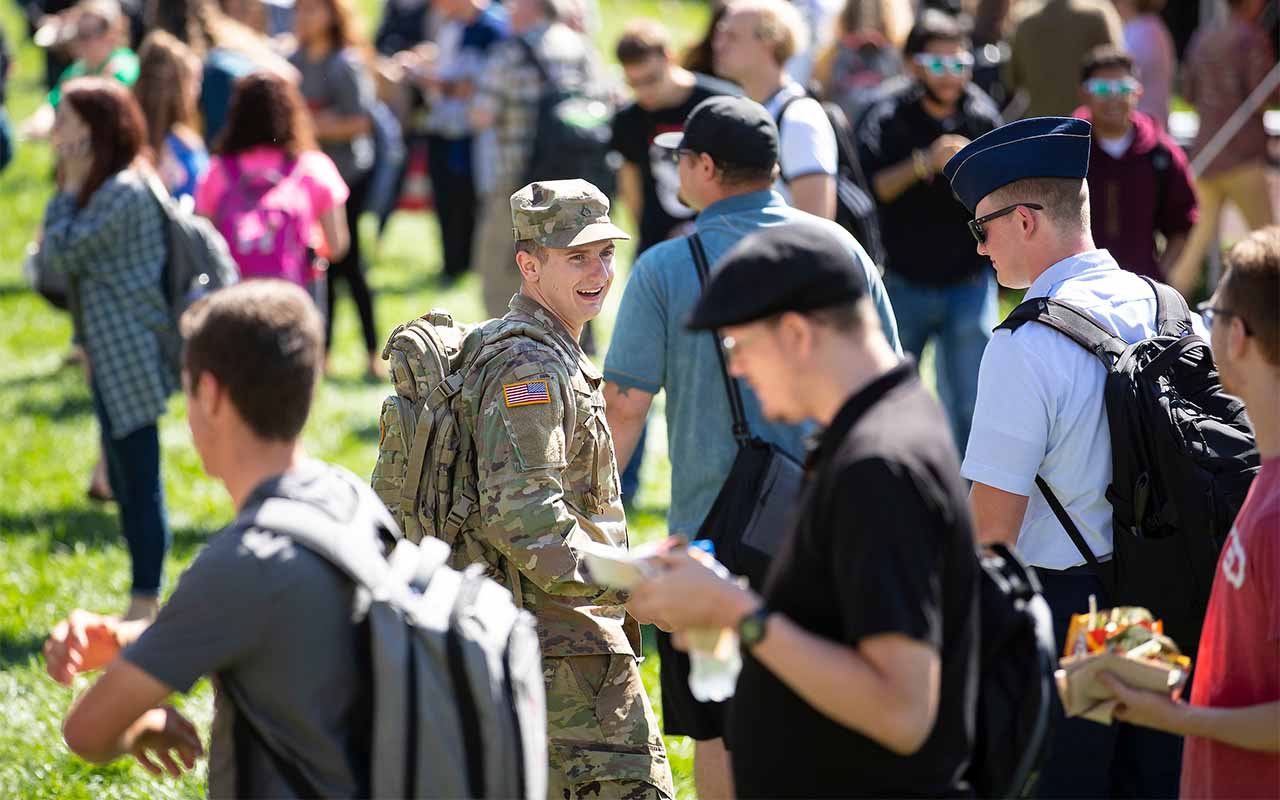 A military student takes in events at Durango Days held in August to kick off the 2019-20 academic year.