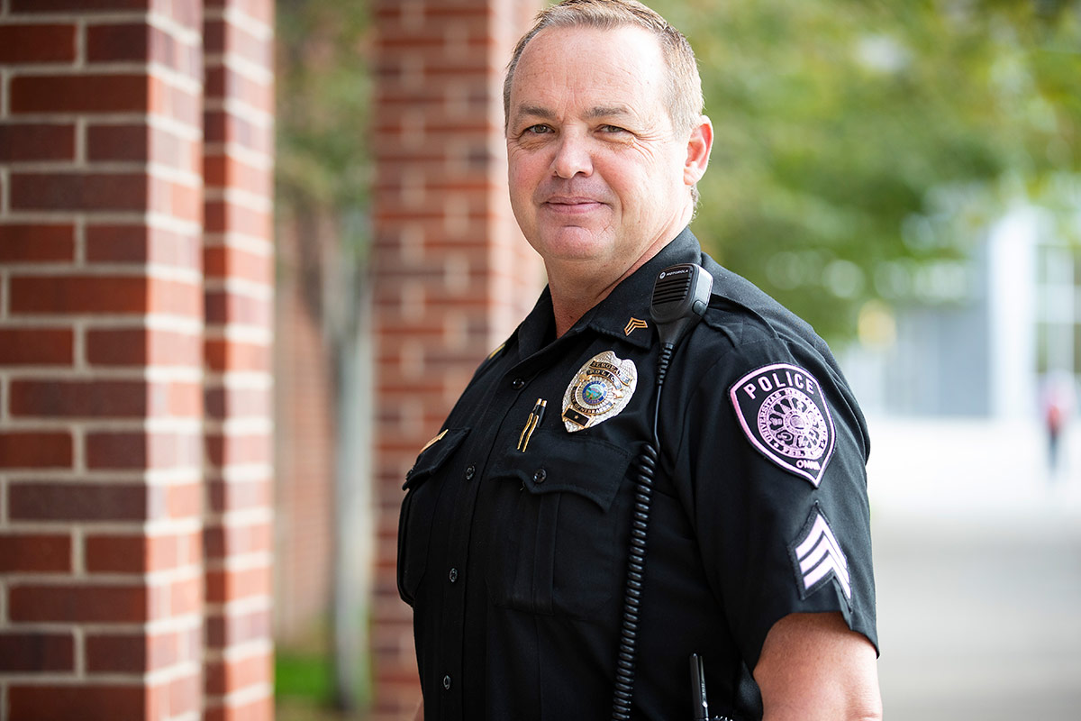 Public Safety wearing the pink patch