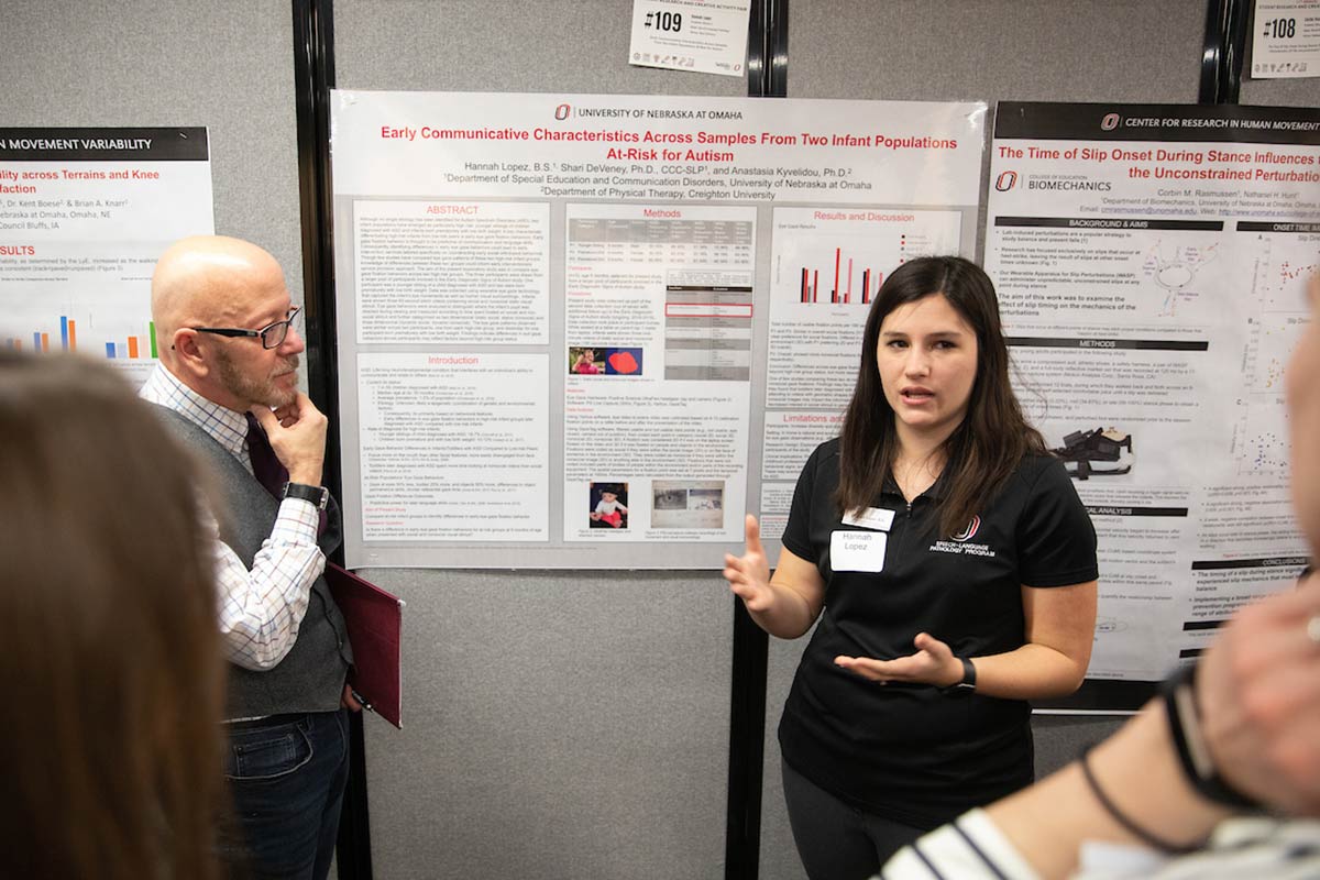 A student presents at the 2019 Research and Creative Activity Fair