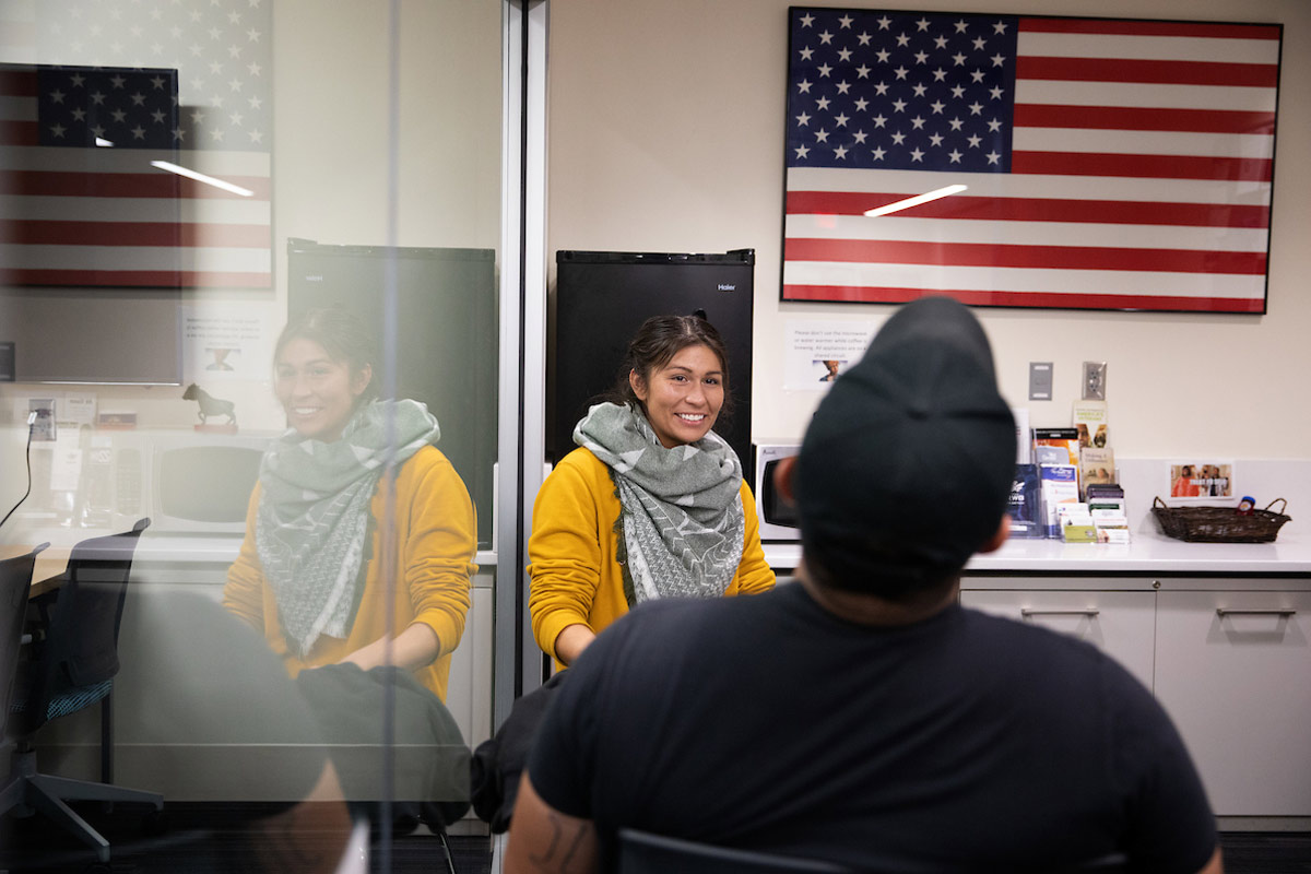 Military students study in Criss Library
